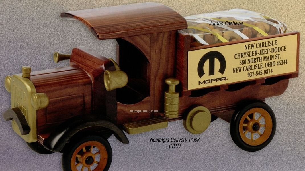 Wooden Nostalgia Delivery Truck W/ Deluxe Mixed Nuts (No Peanuts)