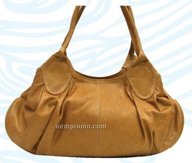 Ladies Medium Brown Shirley 2 Handle Hobo Bag W/ Top Closure