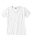 Lat Ladies' V-neck White T-shirt - Embroidered