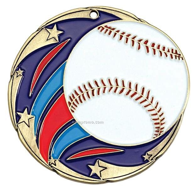 Medal, "Baseball" Color Star - 2-1/2" Dia.
