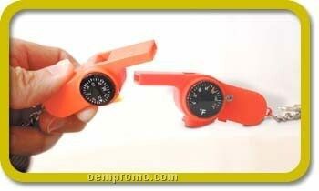 4-function Power Whistle & Light Key Ring With Compass