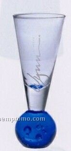 Clear Shot Glass With Blue Globe Base (1.5 Oz.)
