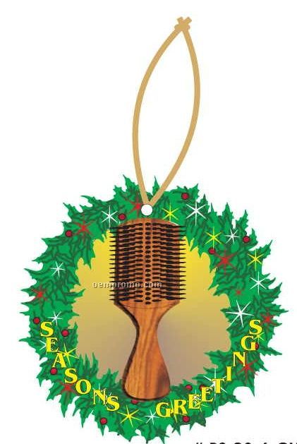 Hair Brush Executive Wreath Ornament W/ Mirrored Back (3 Square Inch)