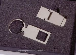 Money Clip & Rectangle Carabiner Key Tag Gift Set
