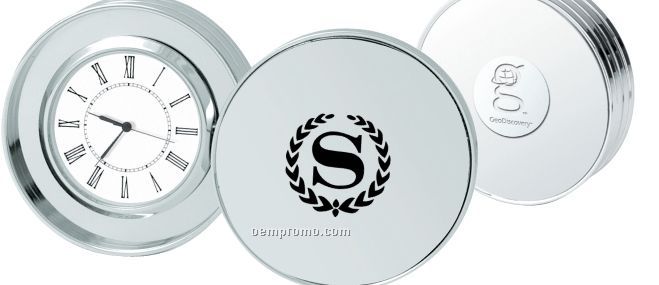 Round Platinum Coin Clock W/ Cover