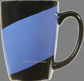 16 Oz Black Endeavor Ceramic Coffee Mug With Colored Stripe