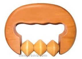 Handle W/ Angled Rollers Wooden Massager