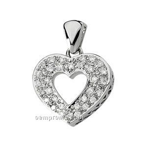 Ladies' 14kw 1/4 Ct Tw Diamond Round Heart Pendant