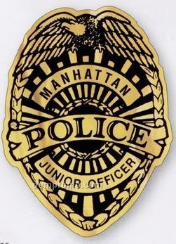 Police Badge Paper Lapel Sticker On Roll (2 3/8"X3 1/16")