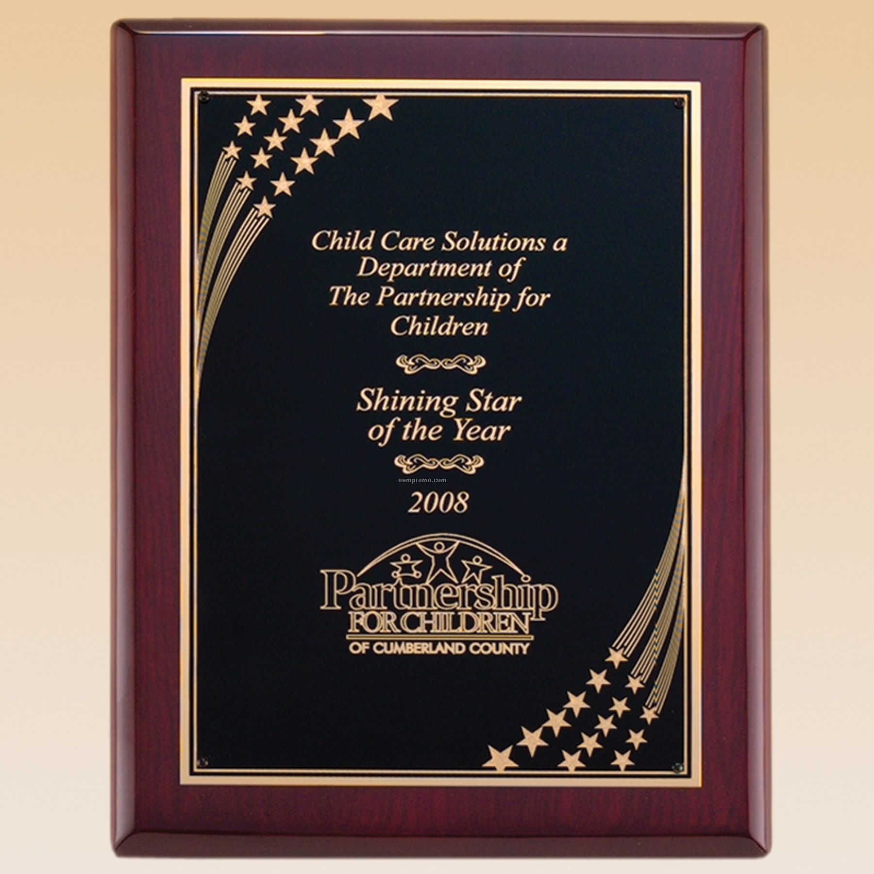 Rosewood Piano Finish Plaque W/ Star Shower Engraving Plate