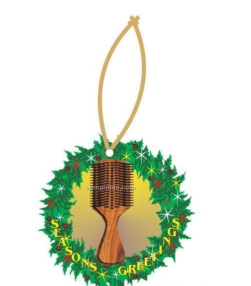 Hair Brush Executive Wreath Ornament W/ Mirrored Back (4 Square Inch)