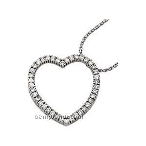 Ladies' 14kw 5/8 Ct Tw Diamond Round Heart Chain Slide Pendant