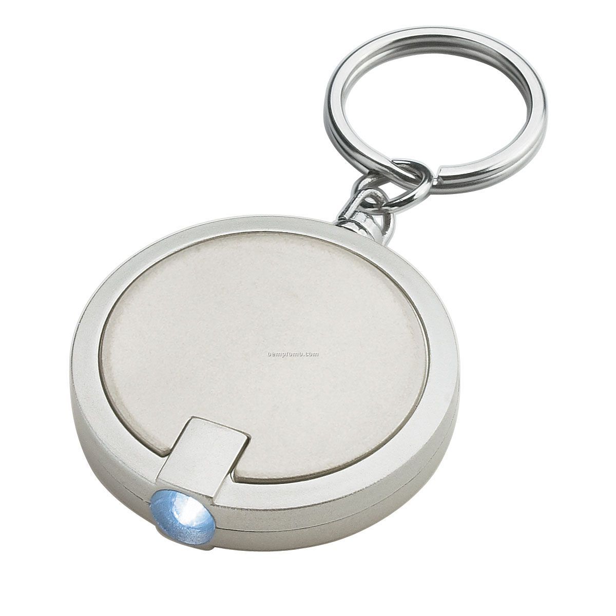 Round Flashlight Keychain - Silver