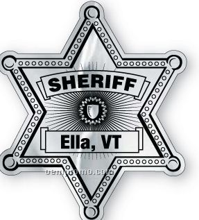 Sheriff Star Badge Paper Lapel Sticker On Roll (2 9/16"X3 1/16")