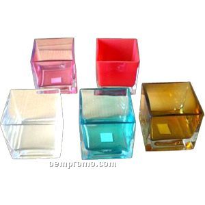 Square Clear Glass Vase In Various Colors