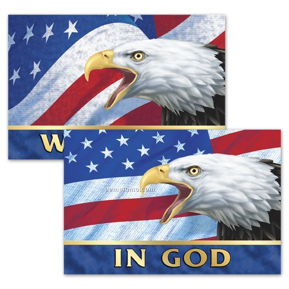 3d Lenticular Postcard - Patriotic Images W/Text "In God We Trust"