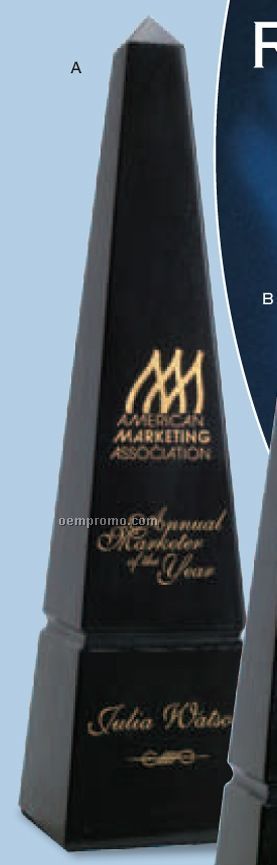 Black Marble Obelisk Award With Etched Lettering (12