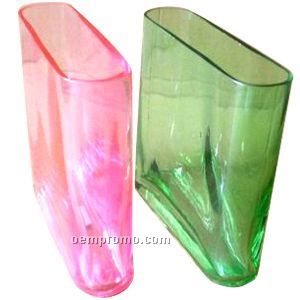 Clear Oval Glass Vase W/Various Colors