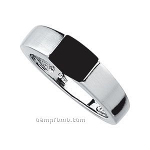 Ladies' Stainless Steel Genuine Onyx Ring