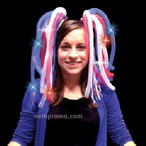Light Up Hair - Dreads - LED Hairband - Red, White & Blue