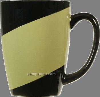 16 Oz Black Endeavor Ceramic Coffee Mug With Colored Stripe