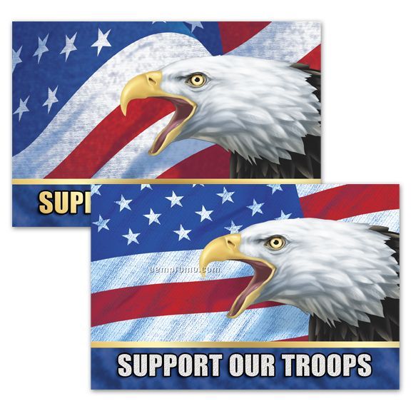 3d Lenticular Postcard - Patriotic Images W/Text "Support Our Troops"