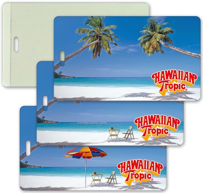 All-weather Luggage Tag W/ Lenticular Image Of A Tropical Vacation (Custom)