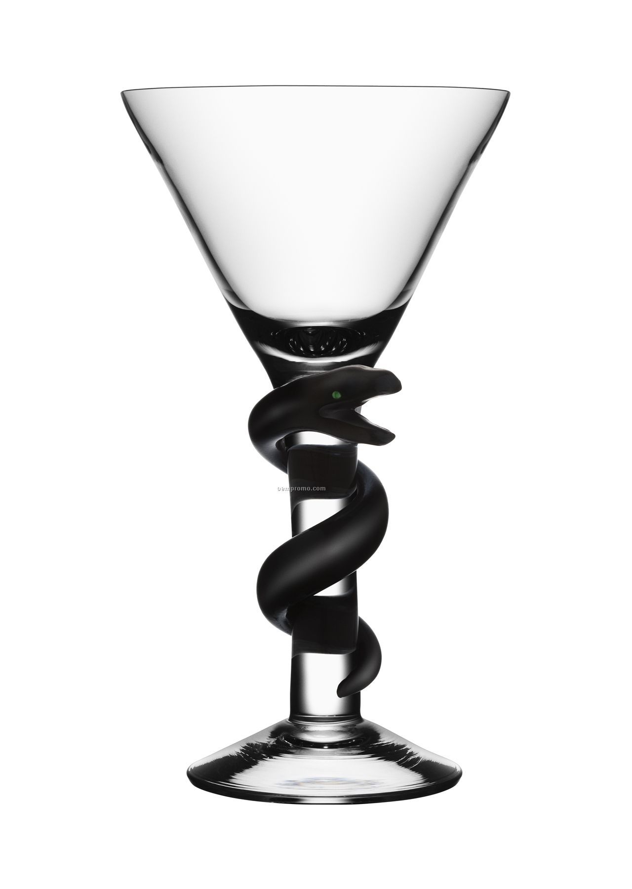 Cleopatra Martini Glass W/ Black Snake By Ulrica Hydman-vallien