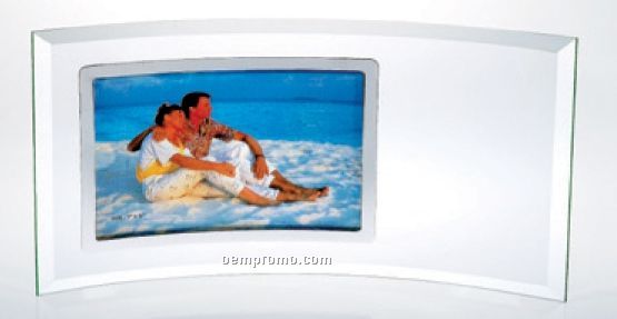 Curved Jade Glass Horizontal Stainless Photo Frame (5 1/2"X12"X3/16")