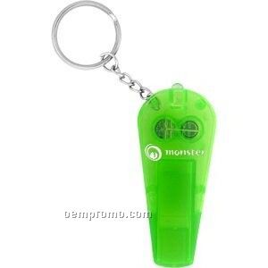 Green Light Up Whistle Flashlight W/ Keychain