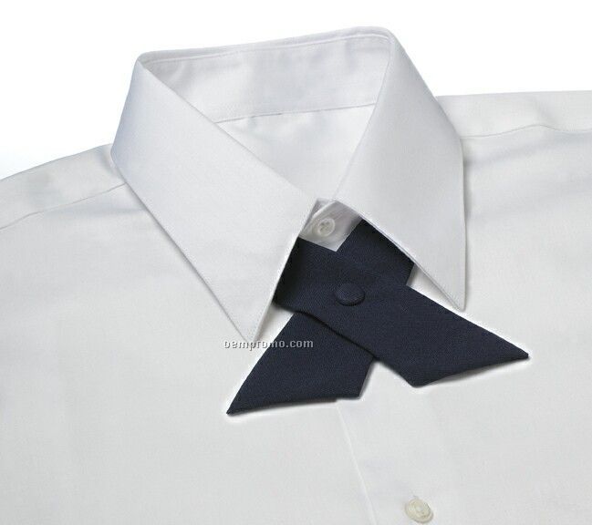 Wolfmark Poplin Crossovers Covered Button Tie - Dark Navy Blue