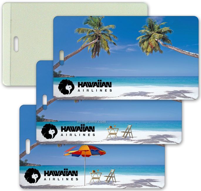 All-weather Luggage Tag W/Lenticular Image Of A Tropical Vacation