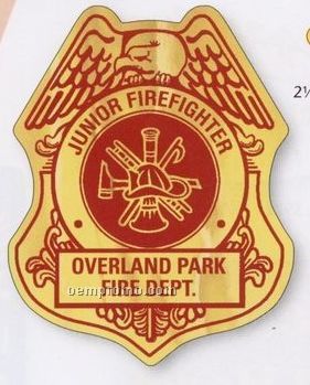 Firefighter Shield Paper Lapel Sticker On Roll (2 1/2