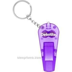 Purple Light Up Whistle Flashlight W/ Keychain & Red LED