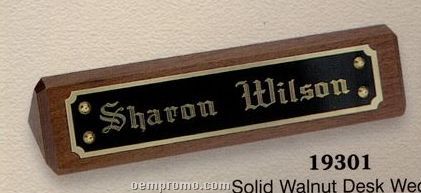Solid Walnut Triangle Desk Wedge Name Plate (2"X8")