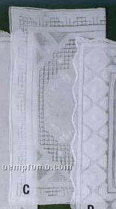 13" Ladies White Linen Handkerchief With Box Stitch