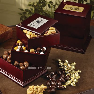 3 Confection Mahogany Swing Box W/ Engraved Plate