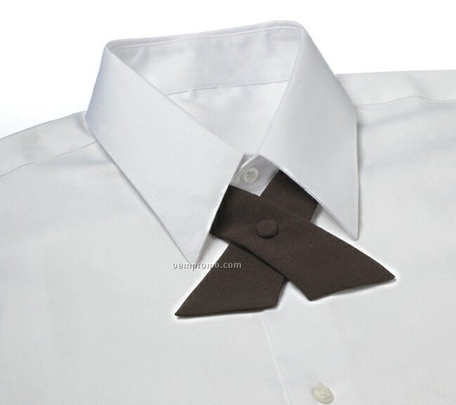 Wolfmark Poplin Crossovers Covered Button Tie - Brown