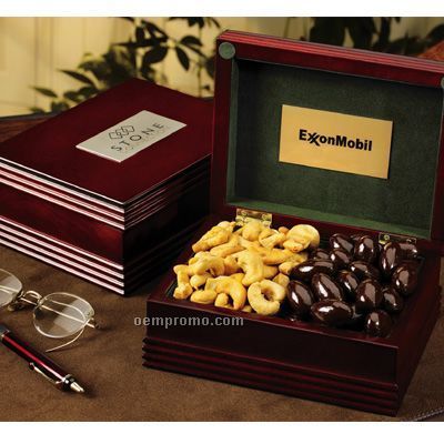 2 Confection Deluxe Mahogany Finish Box W/ Engraved Plate