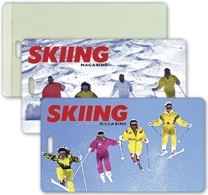 All-weather Luggage Tag W/3d Lenticular Image Of Skiers Skiing
