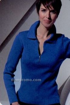 Edwards Women's Mini Rib Zippered Front Sweater