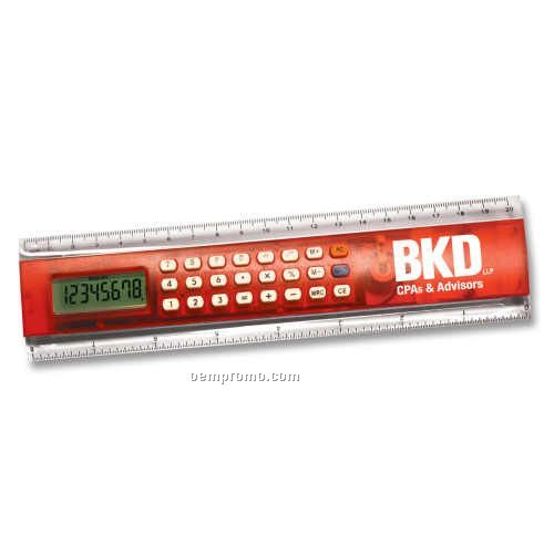 8" Calculator Ruler In Red