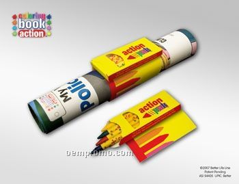 Action Pak - 4 Pack Crayon Set W/Attached Sleeve
