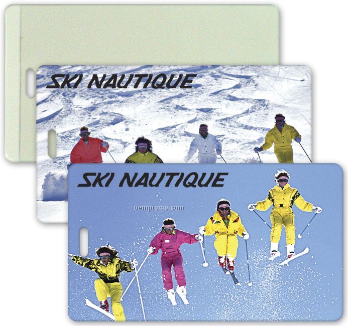 All-weather Luggage Tag W/3d Lenticular Image Of Skiers Skiing (Imprint)