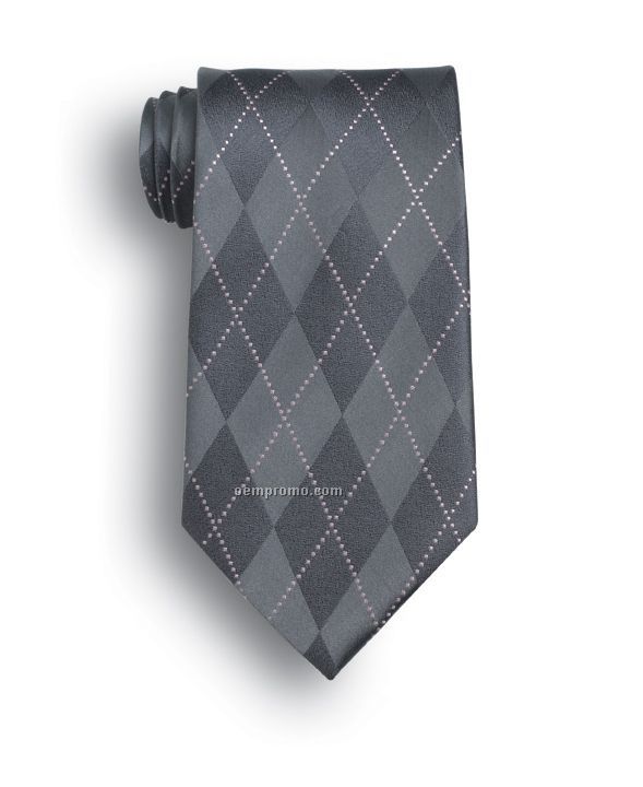 Wolfmark Argyle Silk Tie - Gray