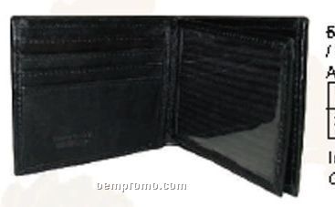 Black Napa Bi-fold Wallet W/Center Id & Credit Card Section