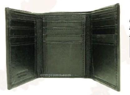 Black Napa Lambskin Tri-fold Wallet W/Outside Id Window