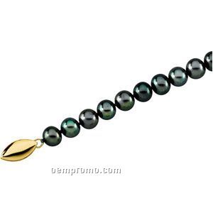 Ladies' 18" Panache Freshwater Black Cultured Pearl Strand W/ 14k Clasp