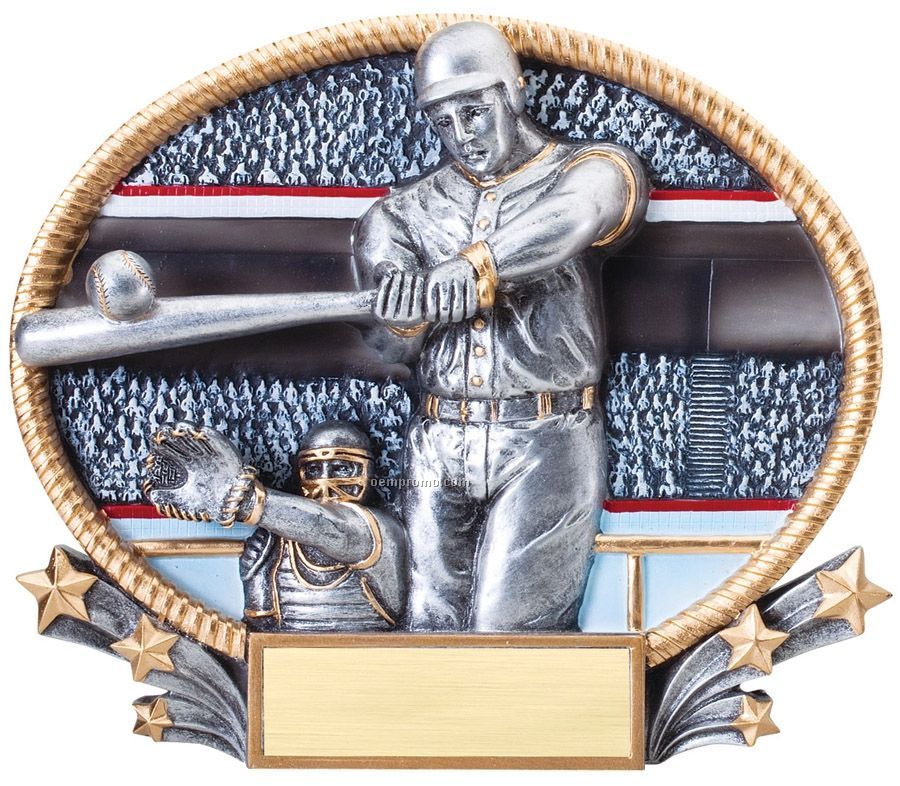 Baseball, Male 3d Oval Resin Awards - Small