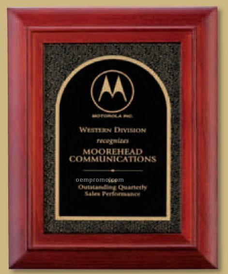 Mahogany Wood Plaque With Etched Solid Marble Inset (9"X11")